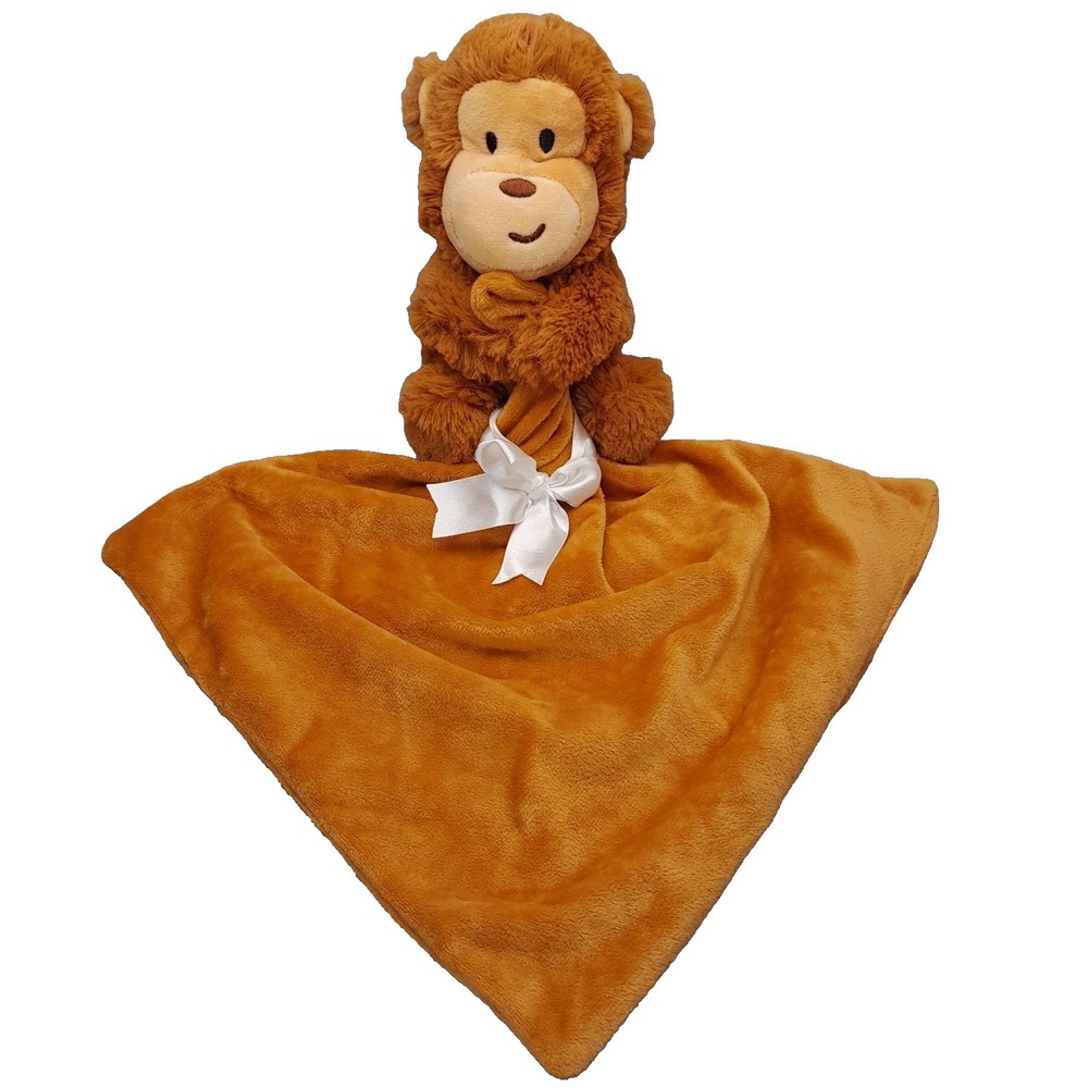 Waddle & Friends Monkey Lovey Security Blanket‎ 13" Plush Brown Baby Rattle